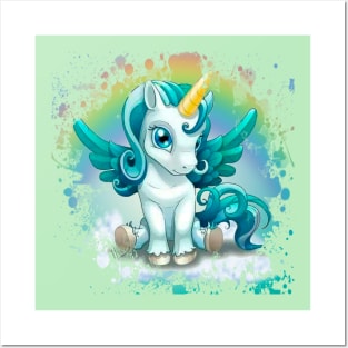 unicorn under the rainbow Posters and Art